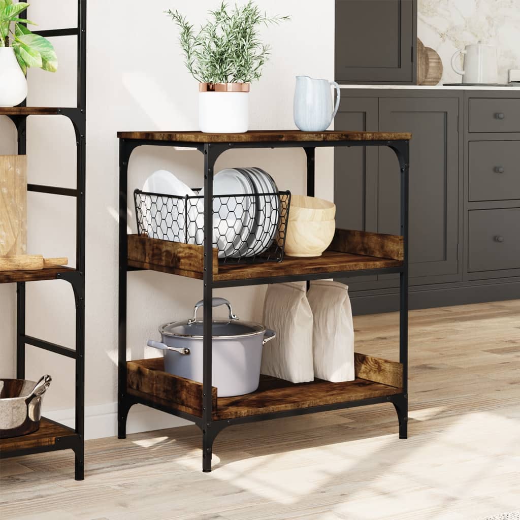 vidaXL Kitchen Trolley Smoked Oak 60x41x80.5 cm Engineered Wood