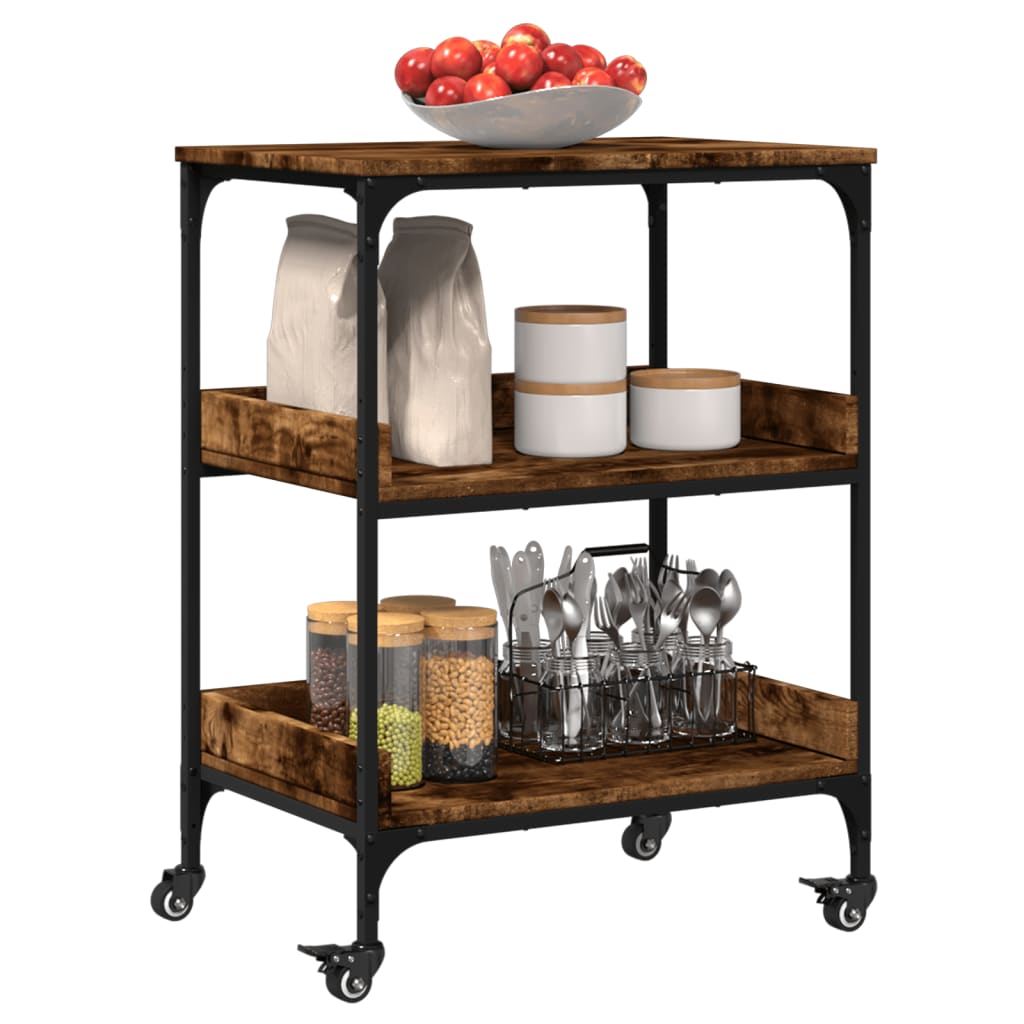 vidaXL Kitchen Trolley Smoked Oak 60x41x80.5 cm Engineered Wood