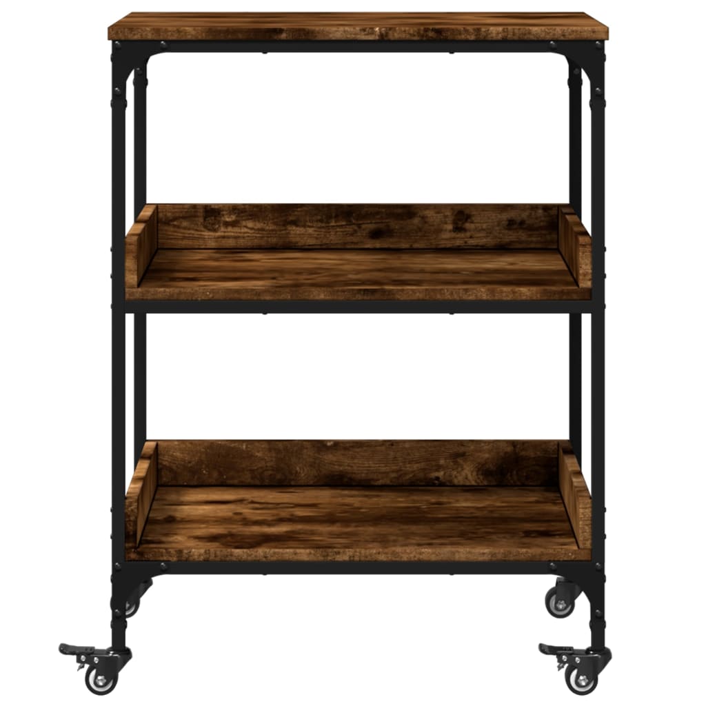 vidaXL Kitchen Trolley Smoked Oak 60x41x80.5 cm Engineered Wood