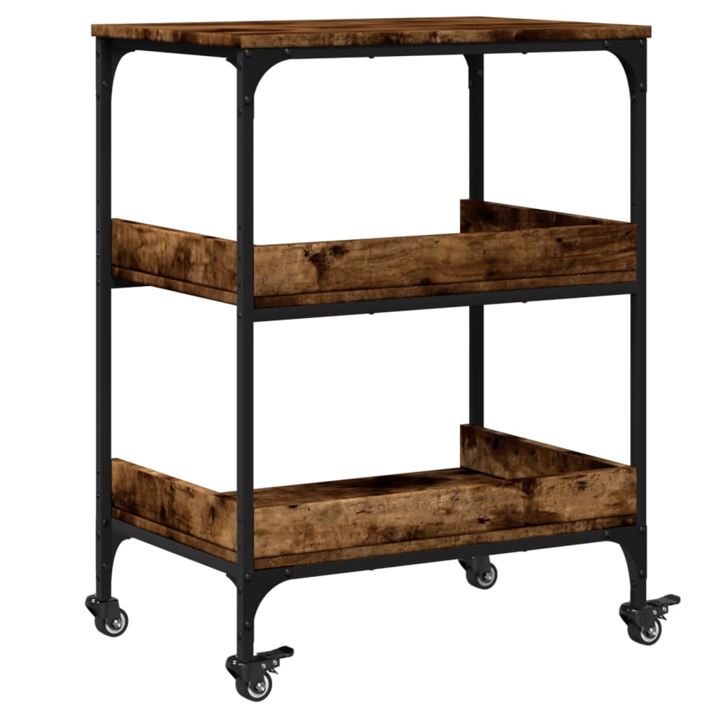 vidaXL Kitchen Trolley Smoked Oak 60x41x80.5 cm Engineered Wood