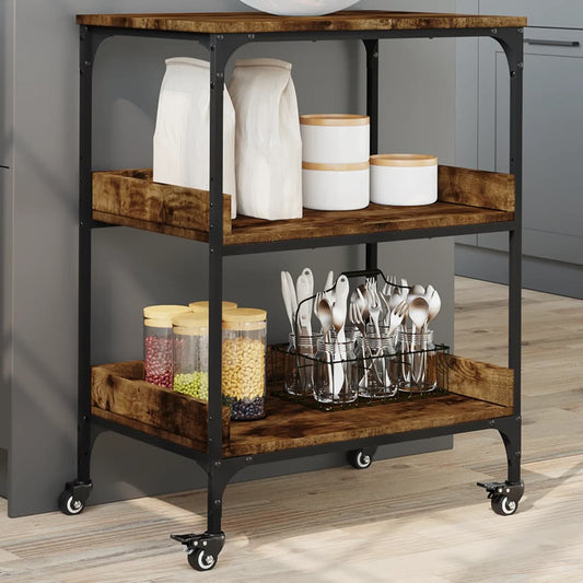 vidaXL Kitchen Trolley Smoked Oak 60x41x80.5 cm Engineered Wood