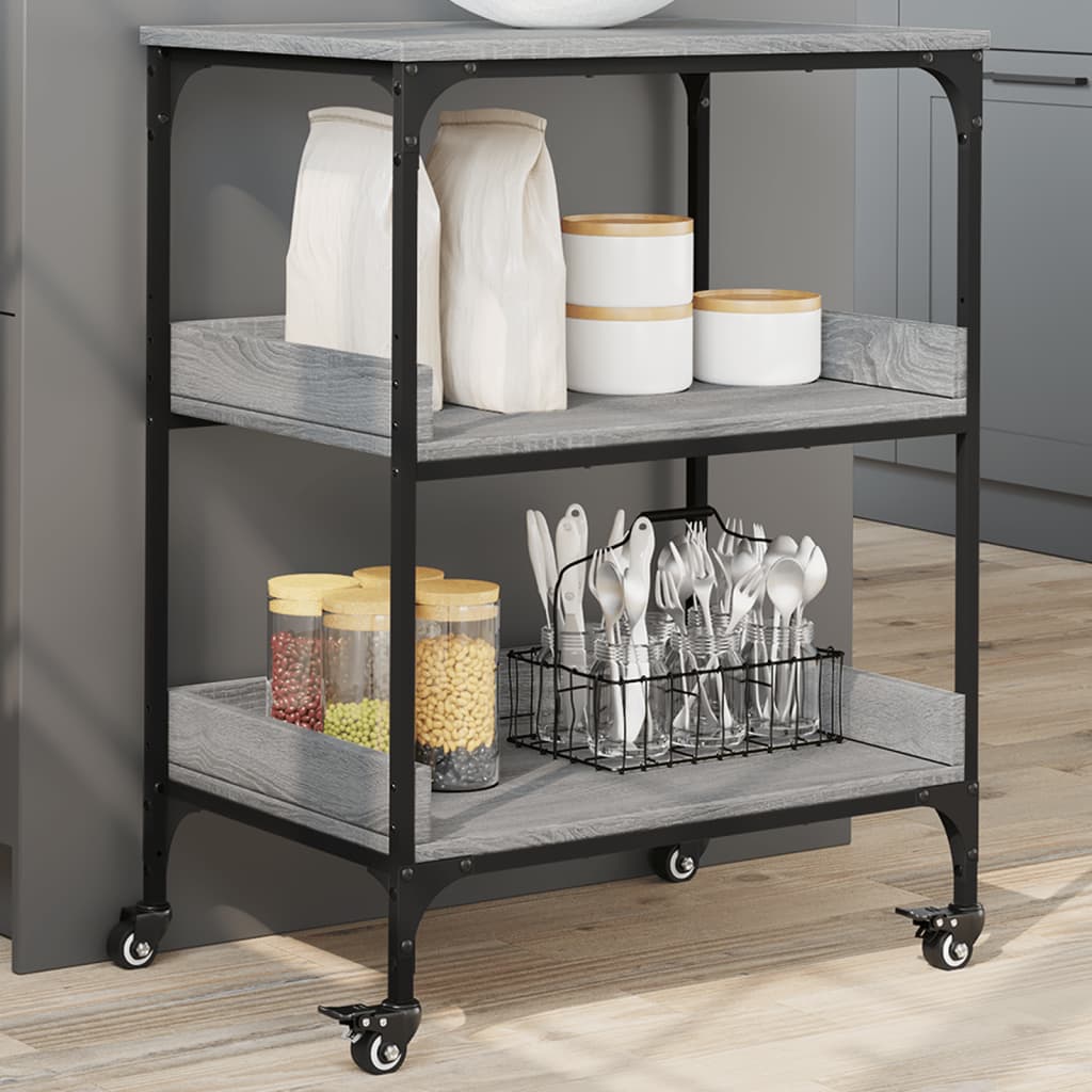 vidaXL Kitchen Trolley Grey Sonoma 60x41x80.5 cm Engineered Wood