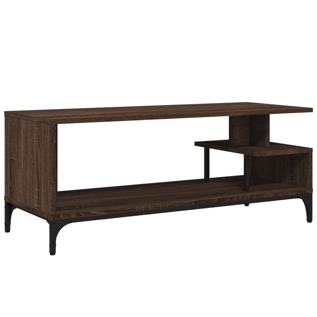 vidaXL TV Cabinet Brown Oak 102x40x41 cm Engineered Wood and Powder-coated Steel