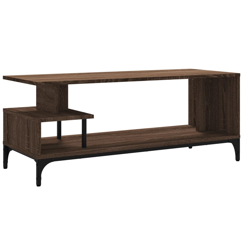 vidaXL TV Cabinet Brown Oak 102x40x41 cm Engineered Wood and Powder-coated Steel