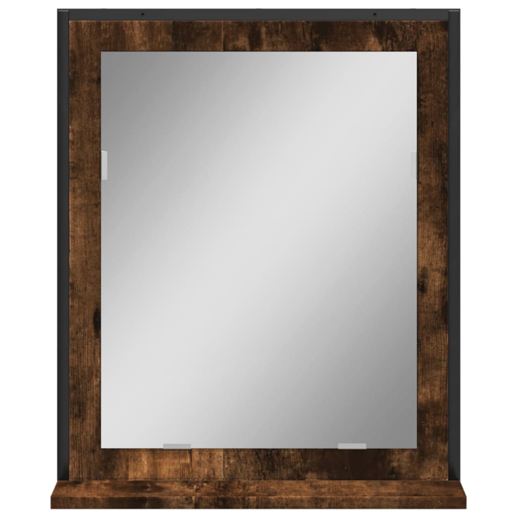 vidaXL Bathroom Mirror with Shelf Smoked Oak 50x12x60 cm Engineered Wood