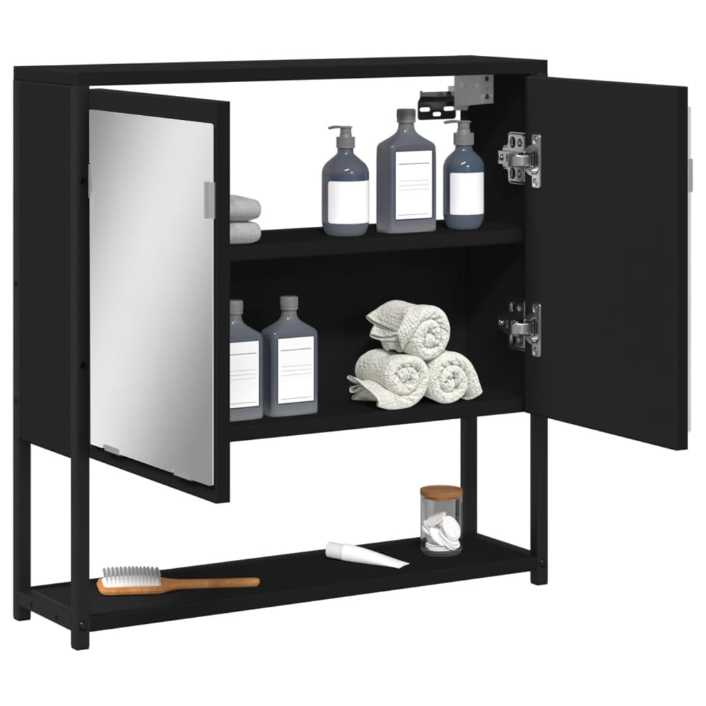 vidaXL Bathroom Mirror Cabinet Black 60x16x60 cm Engineered Wood