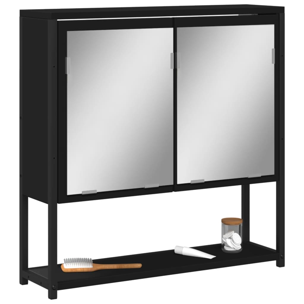 vidaXL Bathroom Mirror Cabinet Black 60x16x60 cm Engineered Wood