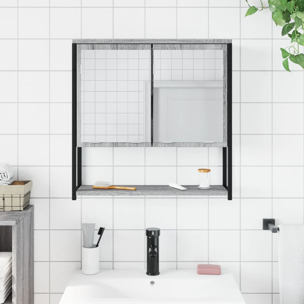 Bathroom Mirror Cabinet Grey Sonoma 60x16x60 cm Engineered Wood