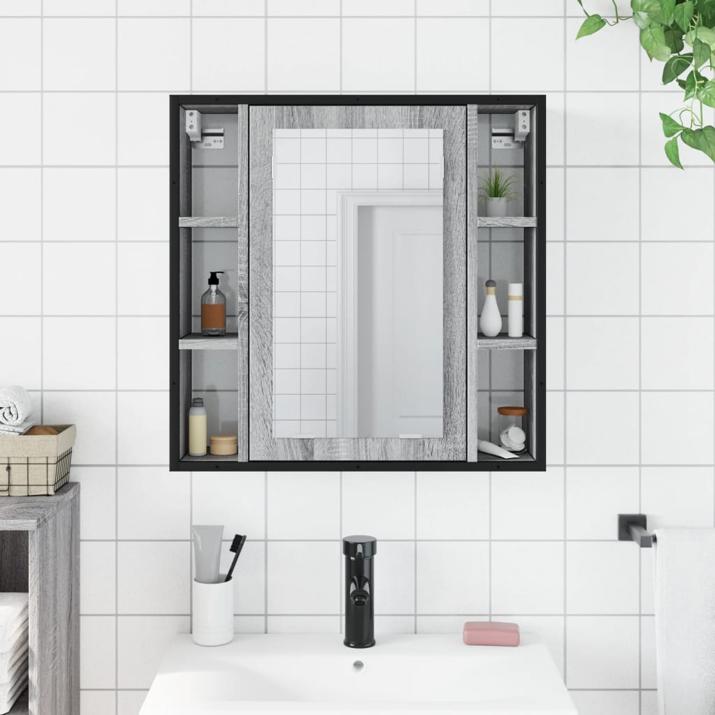 vidaXL Bathroom Mirror Cabinet Grey Sonoma 60x16x60 cm Engineered Wood