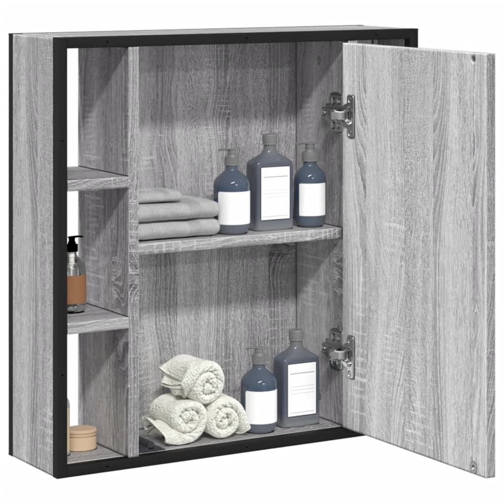 vidaXL Bathroom Mirror Cabinet Grey Sonoma 60x16x60 cm Engineered Wood