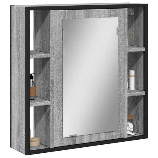 vidaXL Bathroom Mirror Cabinet Grey Sonoma 60x16x60 cm Engineered Wood