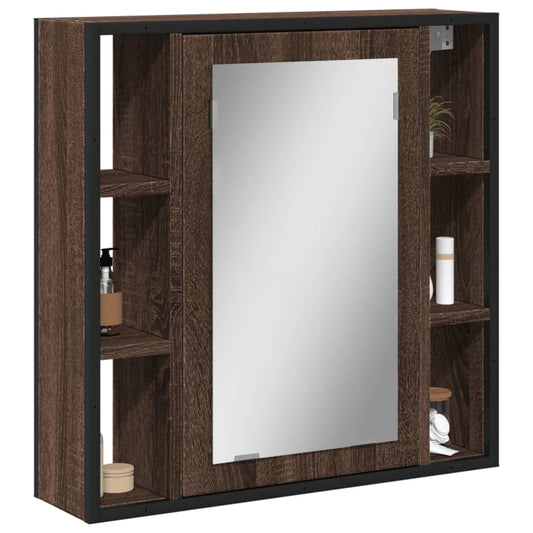 vidaXL Bathroom Mirror Cabinet Brown Oak 60x16x60 cm Engineered Wood