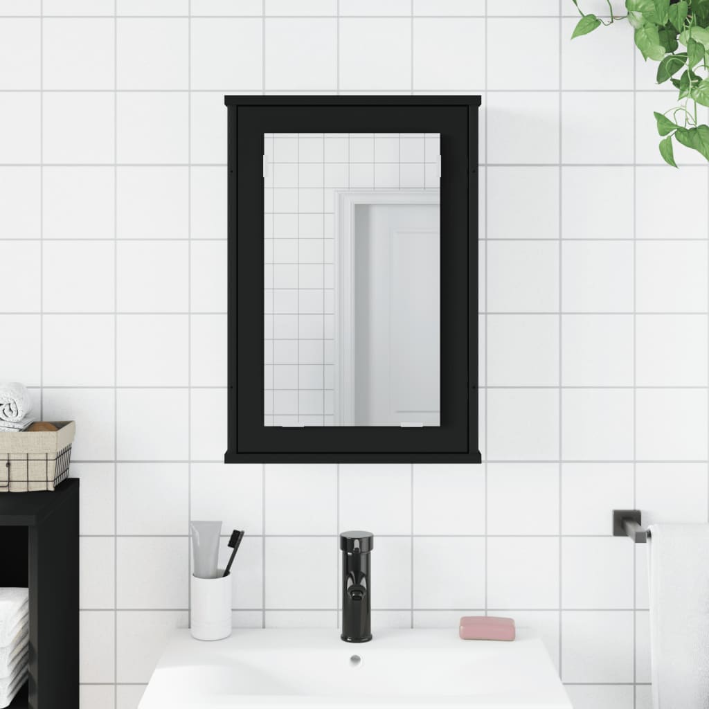 vidaXL Bathroom Mirror Cabinet Black 42x12x60 cm Engineered Wood