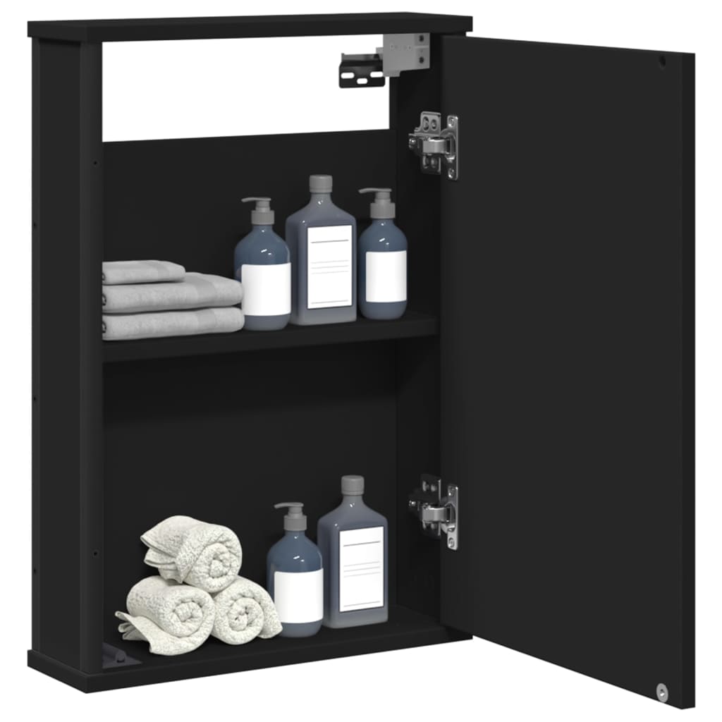 vidaXL Bathroom Mirror Cabinet Black 42x12x60 cm Engineered Wood