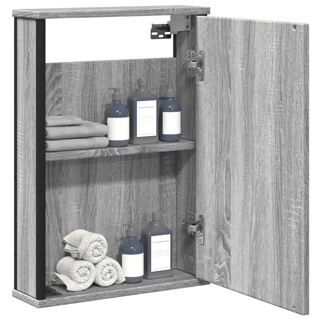 vidaXL Bathroom Mirror Cabinet Grey Sonoma 42x12x60 cm Engineered Wood