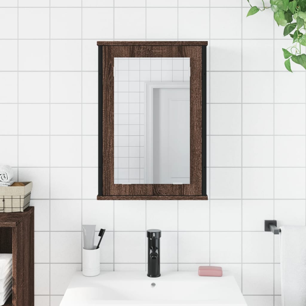 vidaXL Bathroom Mirror Cabinet Brown Oak 42x12x60 cm Engineered Wood