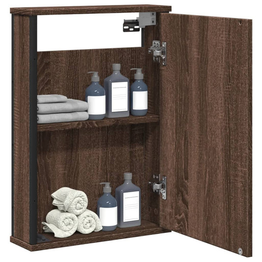 vidaXL Bathroom Mirror Cabinet Brown Oak 42x12x60 cm Engineered Wood