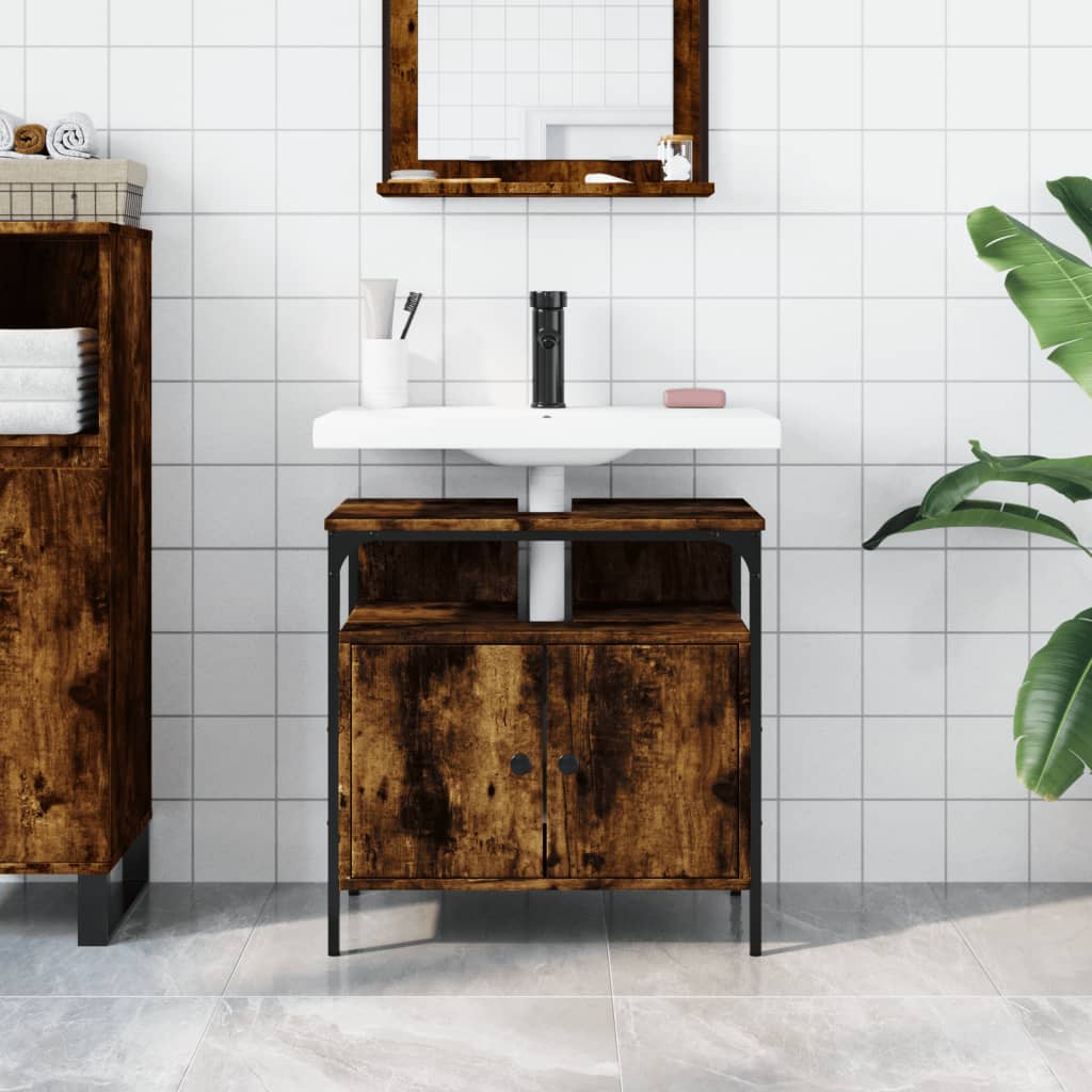 vidaXL Bathroom Sink Cabinet Smoked Oak 60x30x60 cm Engineered Wood