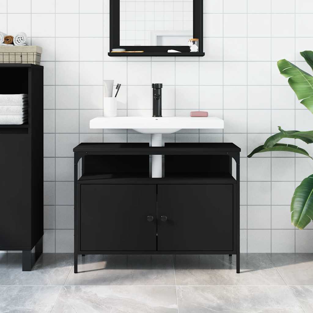 Bathroom Sink Cabinet Black 80x30x60 cm Engineered Wood
