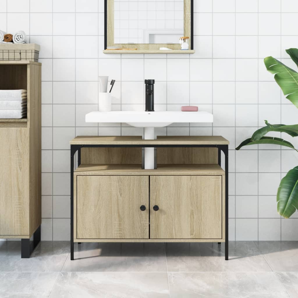 vidaXL Bathroom Sink Cabinet Sonoma Oak 80x30x60 cm Engineered Wood