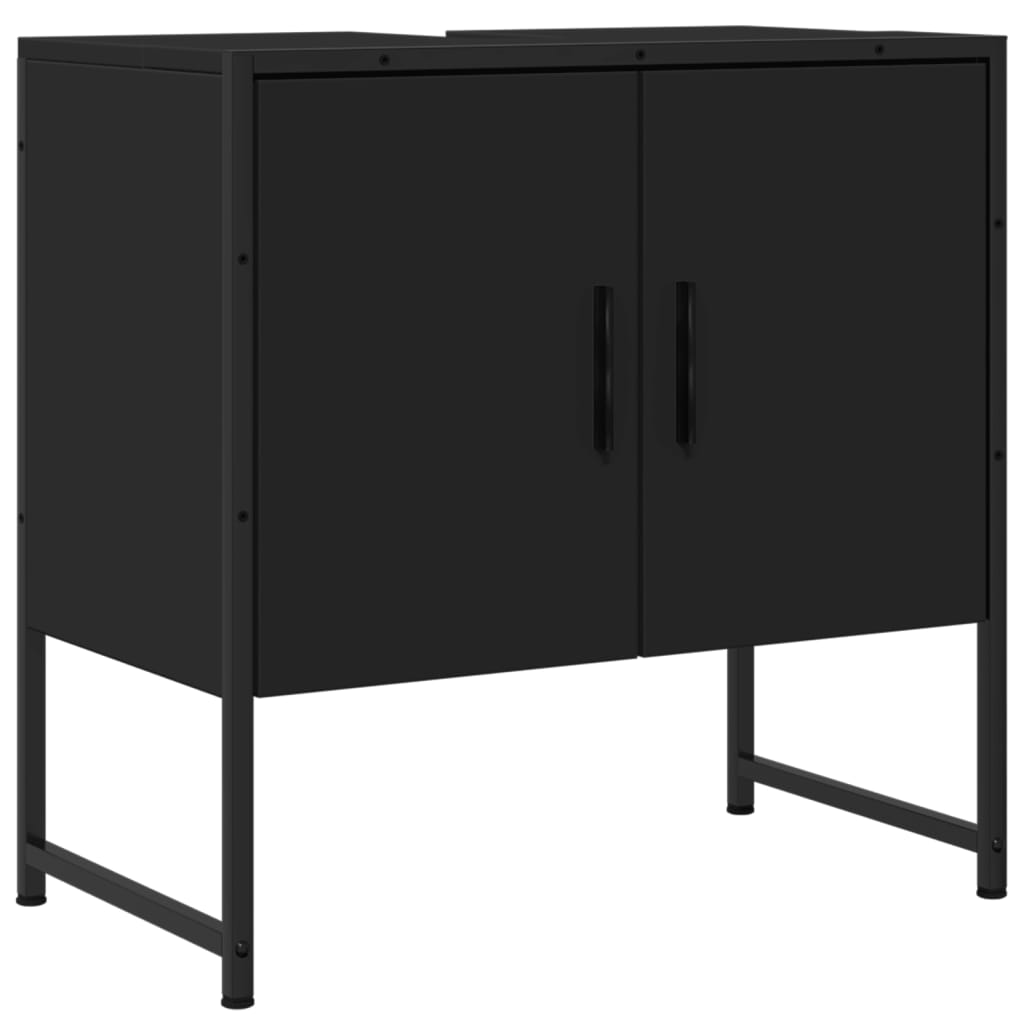 vidaXL Bathroom Sink Cabinet Black 60x33x60 cm Engineered Wood