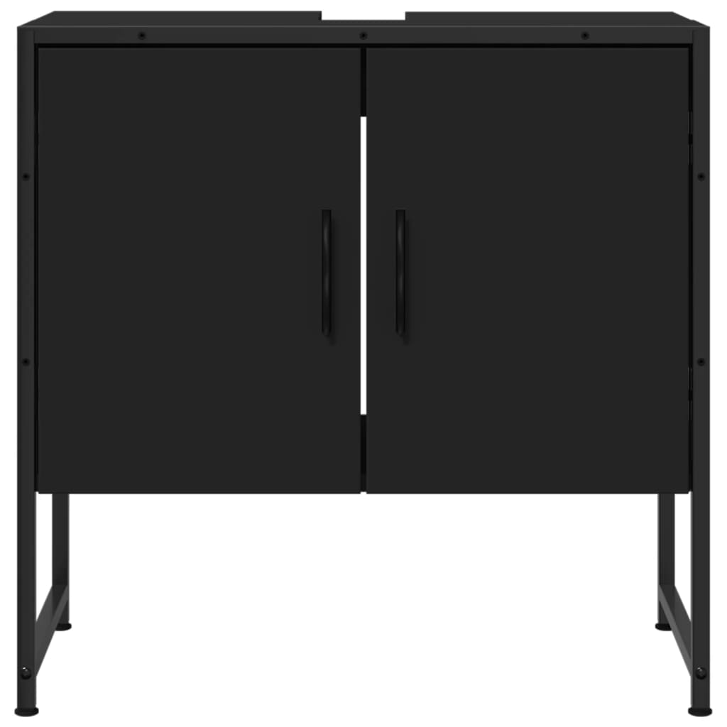 vidaXL Bathroom Sink Cabinet Black 60x33x60 cm Engineered Wood