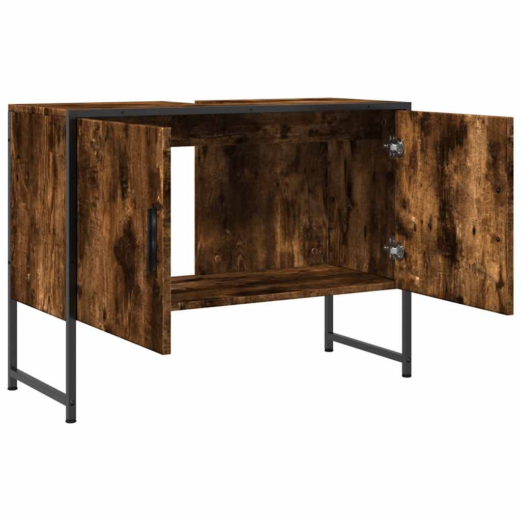 Bathroom Sink Cabinet Smoked Oak 80x33x60 cm Engineered Wood