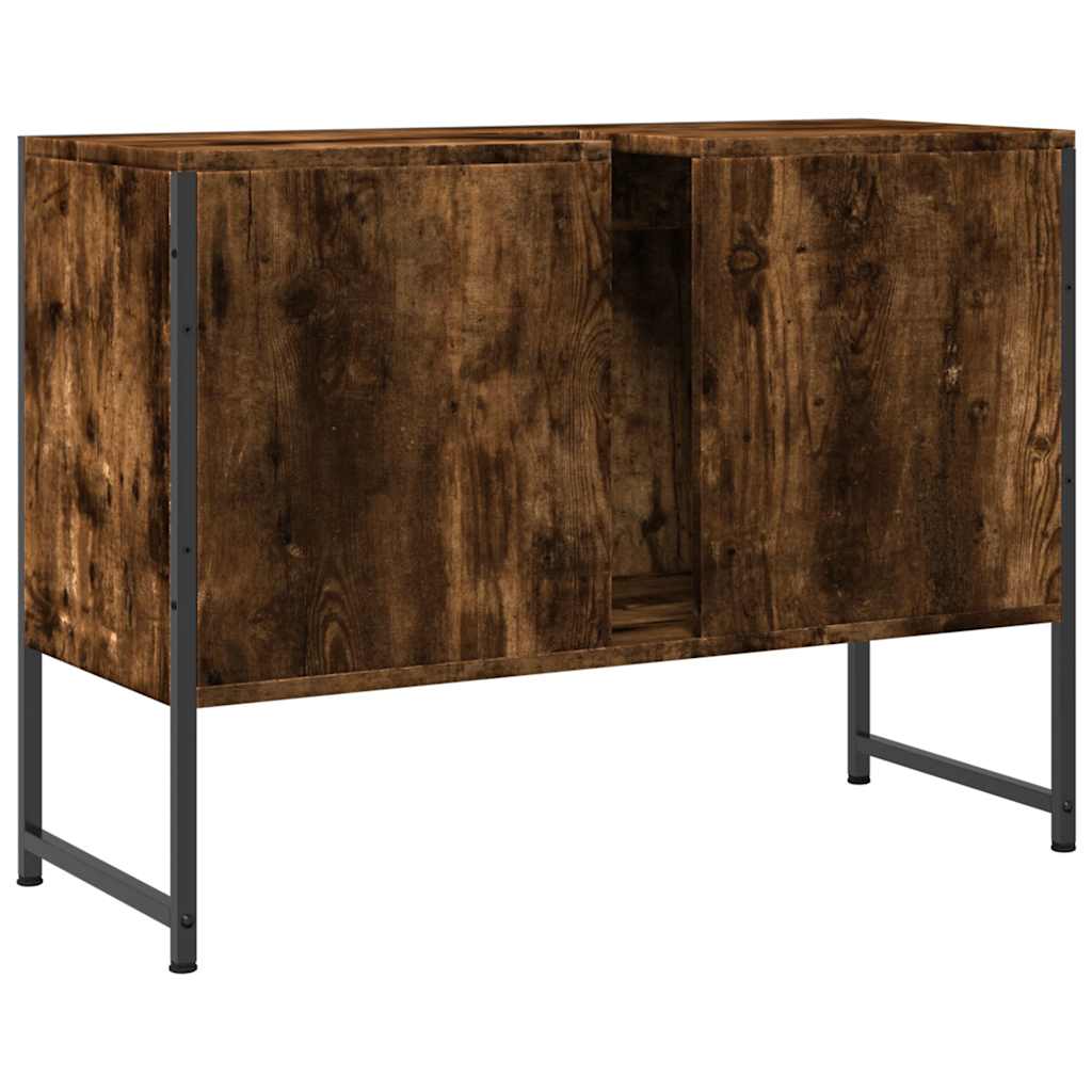 Bathroom Sink Cabinet Smoked Oak 80x33x60 cm Engineered Wood