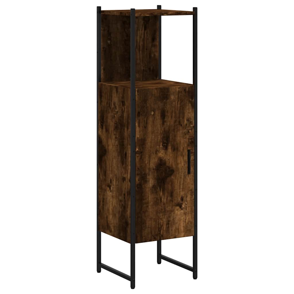 Bathroom Cabinet Smoked Oak 33x33x120,5 cm Engineered Wood