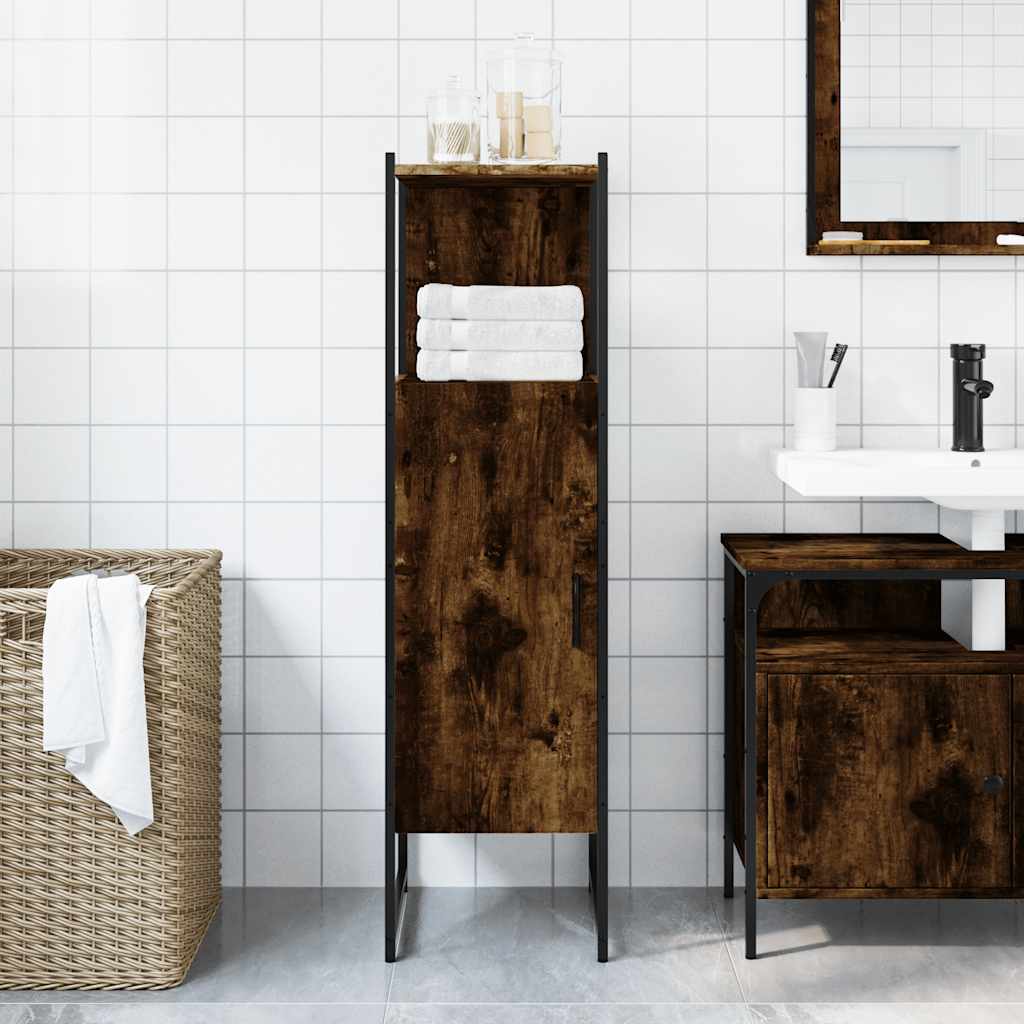 Bathroom Cabinet Smoked Oak 33x33x120,5 cm Engineered Wood