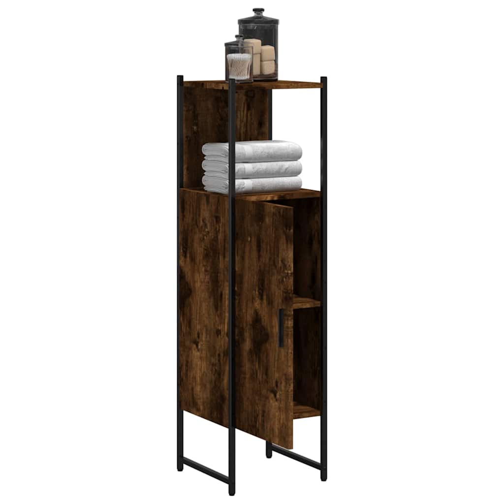 Bathroom Cabinet Smoked Oak 33x33x120,5 cm Engineered Wood