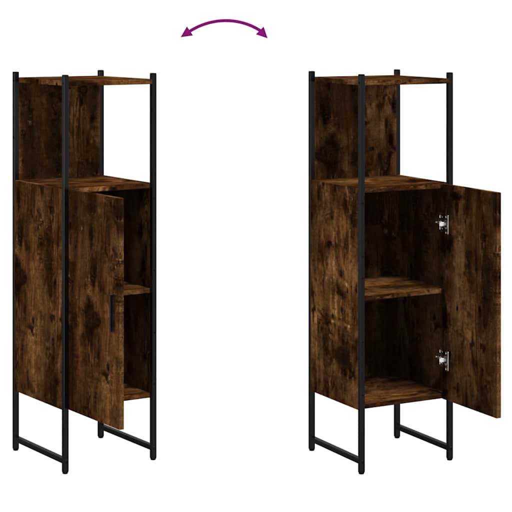 Bathroom Cabinet Smoked Oak 33x33x120,5 cm Engineered Wood