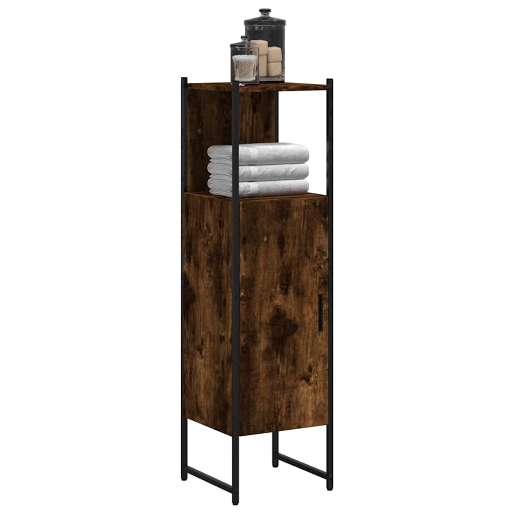 Bathroom Cabinet Smoked Oak 33x33x120,5 cm Engineered Wood