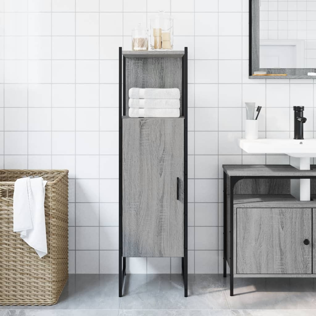 Bathroom Cabinet Grey Sonoma 33x33x120,5 cm Engineered Wood