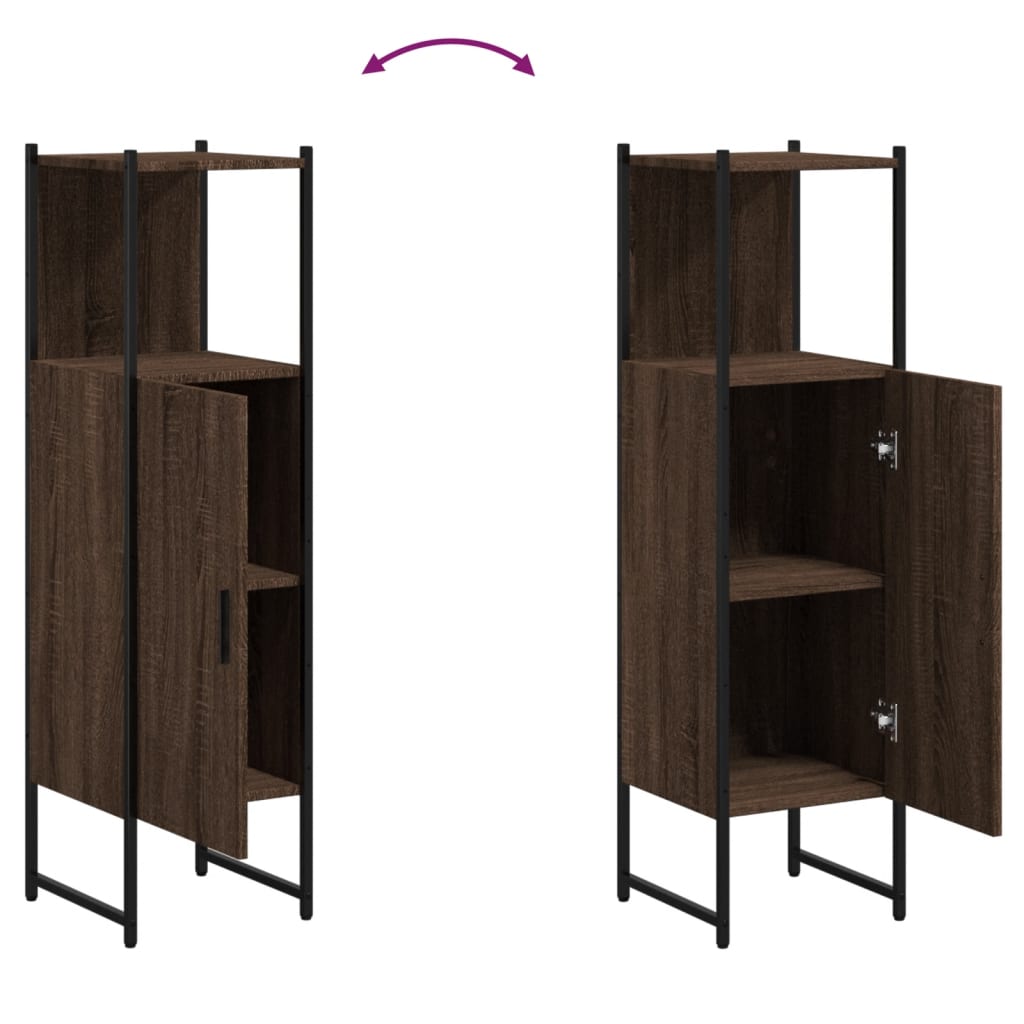 Bathroom Cabinet Brown Oak 33x33x120,5 cm Engineered Wood
