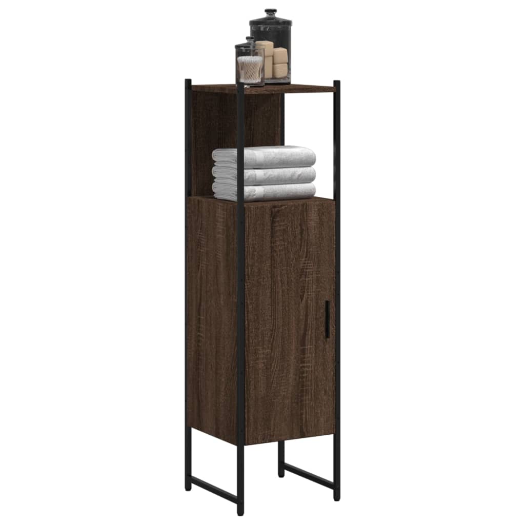 Bathroom Cabinet Brown Oak 33x33x120,5 cm Engineered Wood