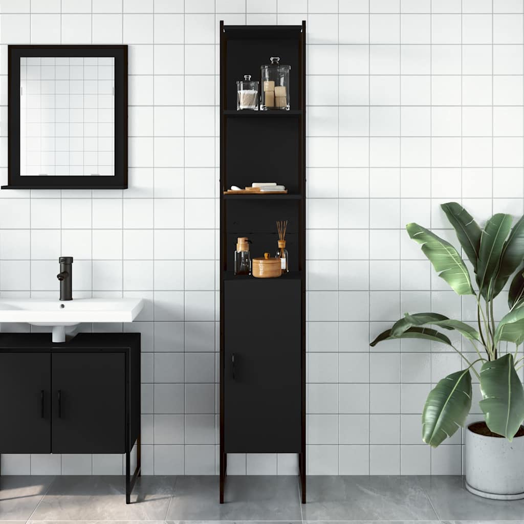 Bathroom Cabinet Black 33x33x185,5 cm Engineered Wood