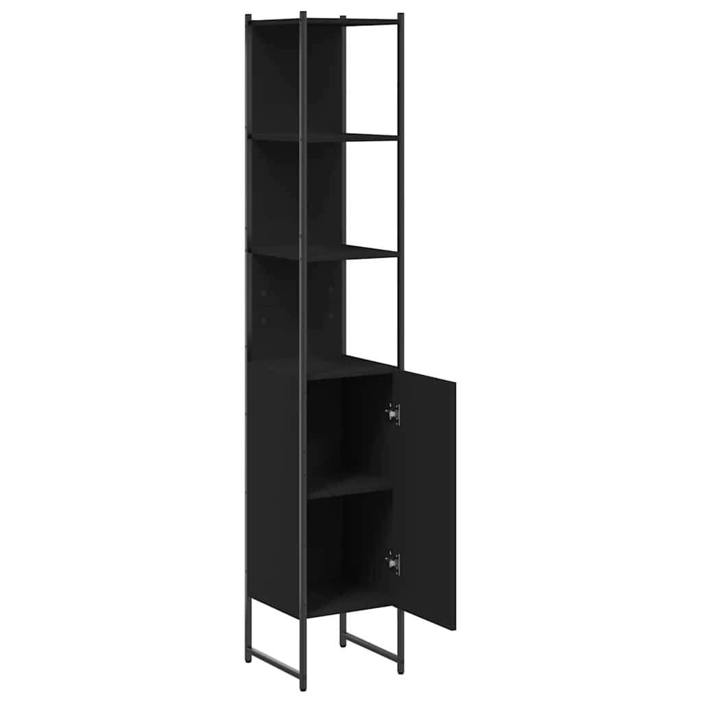 Tall Bathroom Cabinet | Black | Engineered wood | Rectangular
