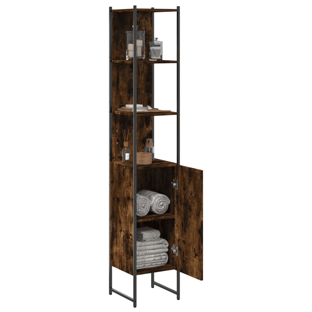 Bathroom Cabinet Smoked Oak 33x33x185,5 cm Engineered Wood