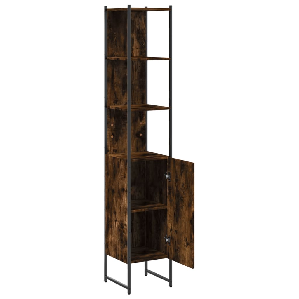 Bathroom Cabinet Smoked Oak 33x33x185,5 cm Engineered Wood