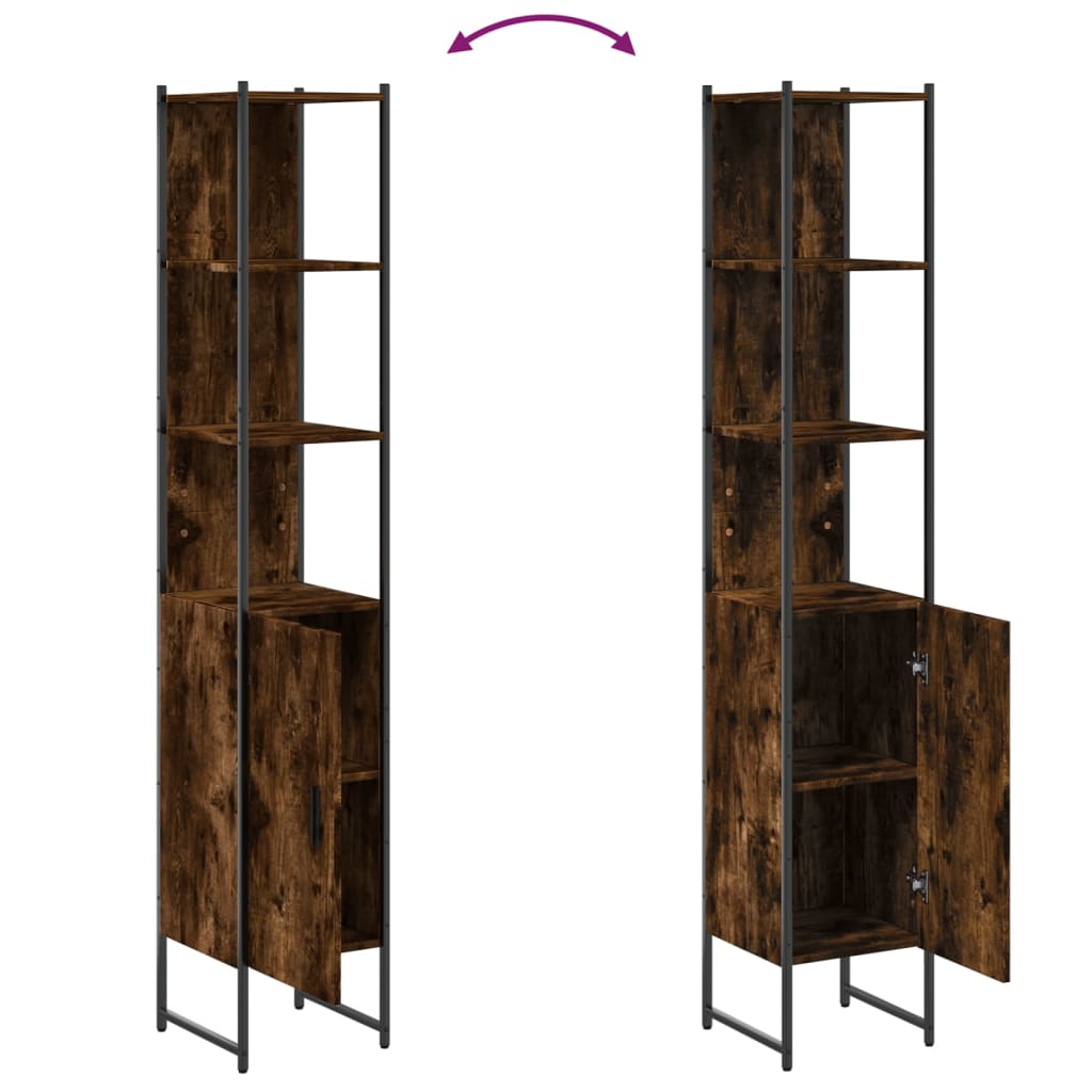 Bathroom Cabinet Smoked Oak 33x33x185,5 cm Engineered Wood