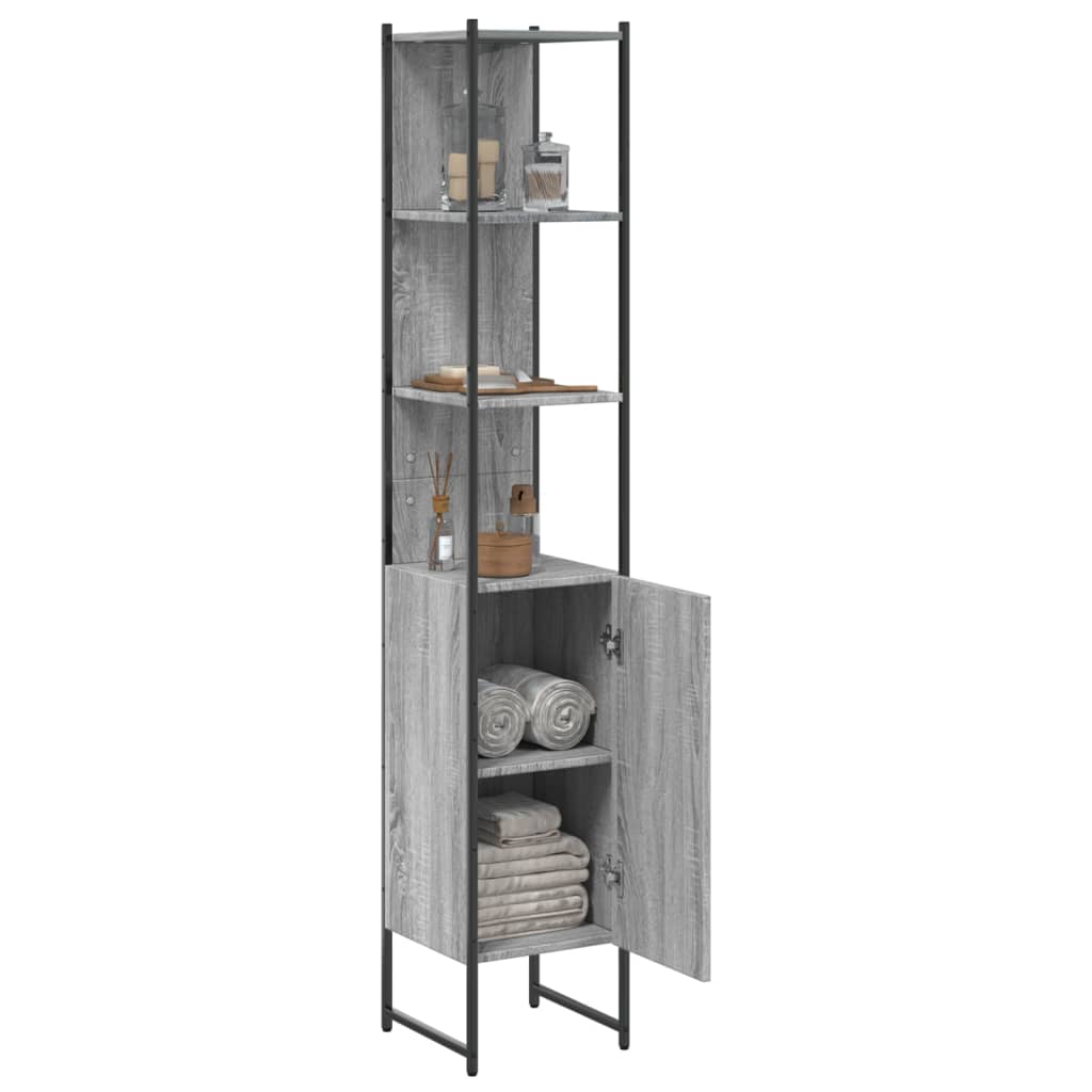 Bathroom Cabinet Grey Sonoma 33x33x185,5 cm Engineered Wood