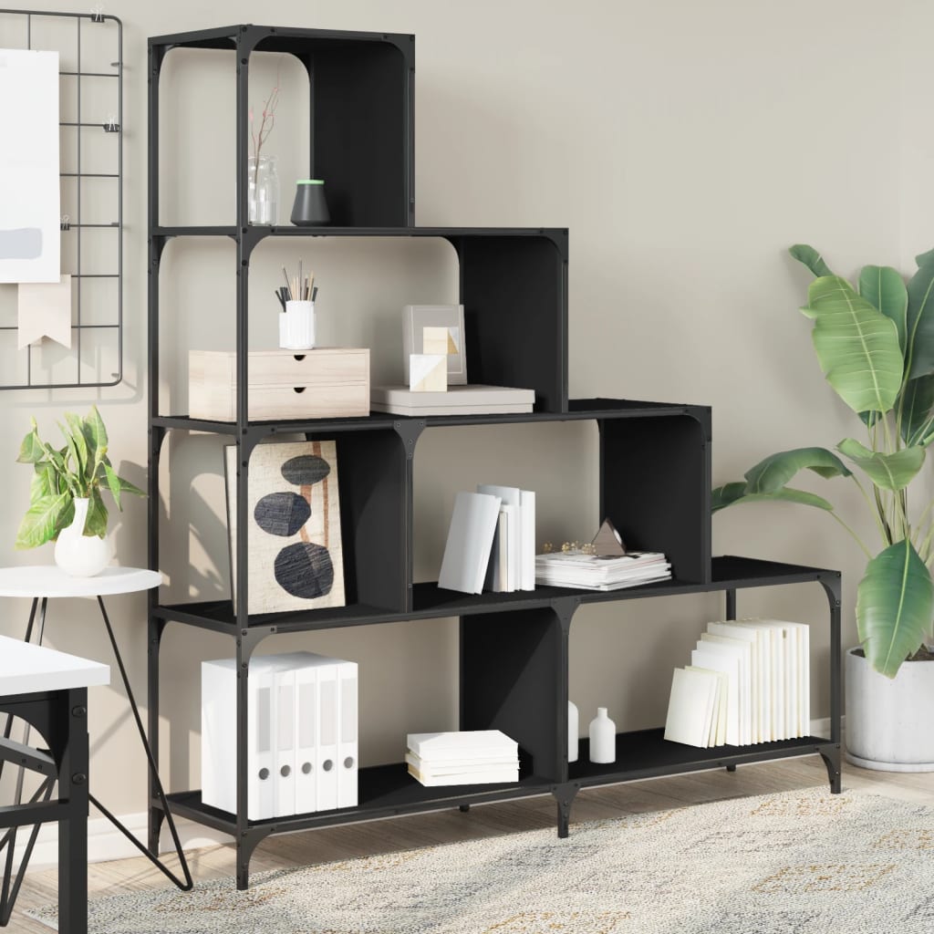 Bookcase 4-Stair Black 139x33,5x149 cm Engineered Wood
