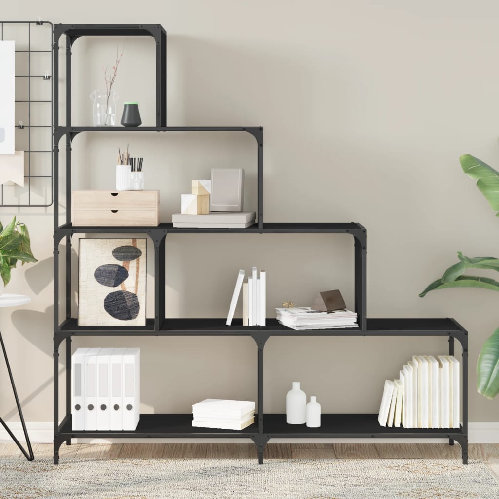 Bookcase 4-Stair Black 139x33,5x149 cm Engineered Wood