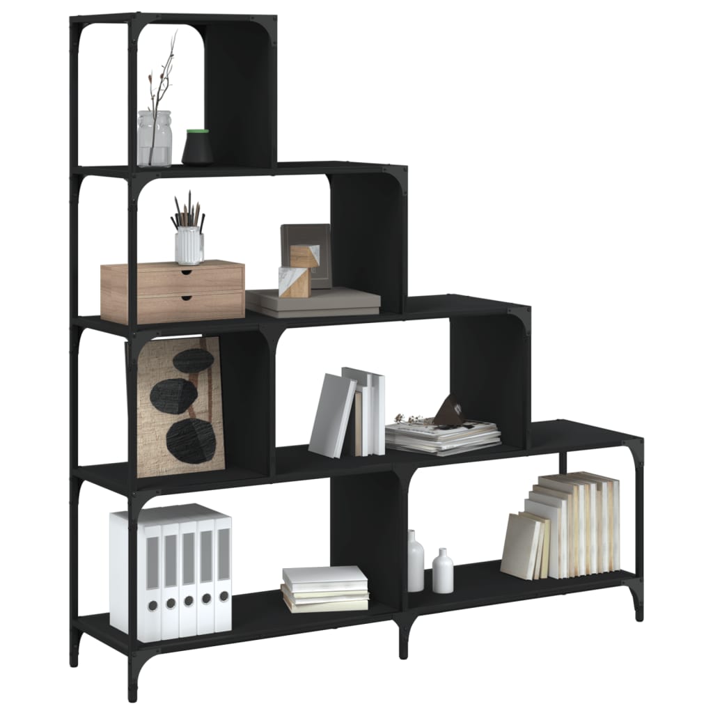 Bookcase 4-Stair Black 139x33,5x149 cm Engineered Wood