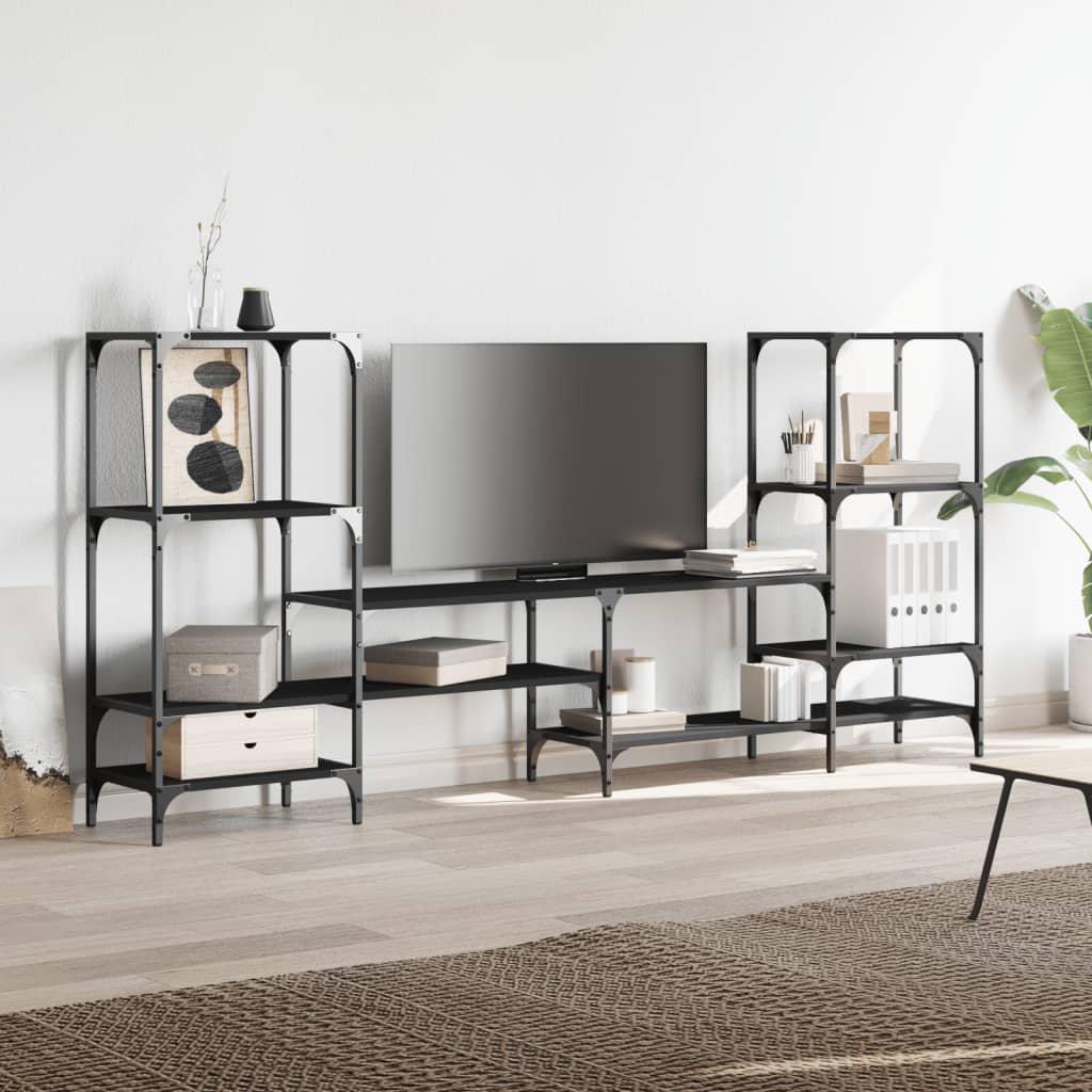TV Cabinet Black 206,5x28,5x95 cm Engineered Wood