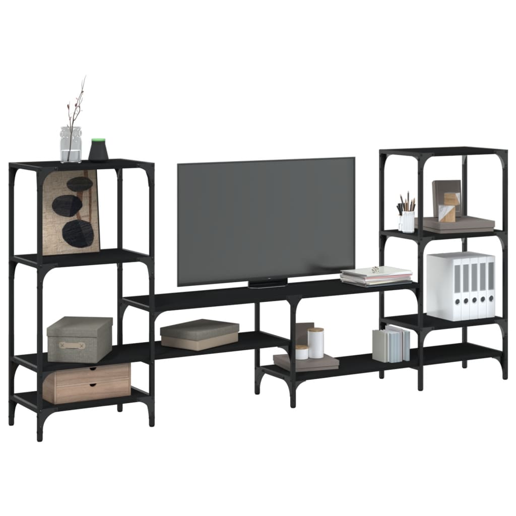TV Cabinet Black 206,5x28,5x95 cm Engineered Wood