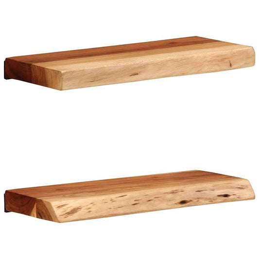 Wall Shelves 2 pcs 40x20x3.5 cm Solid Wood Acacia