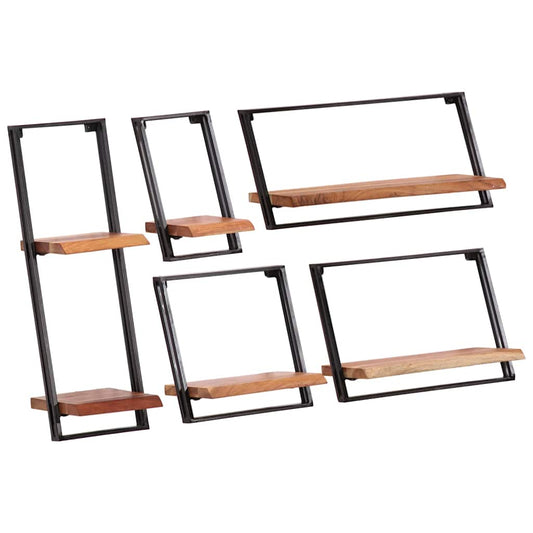 Wall Shelves 5 pcs Solid Wood Acacia