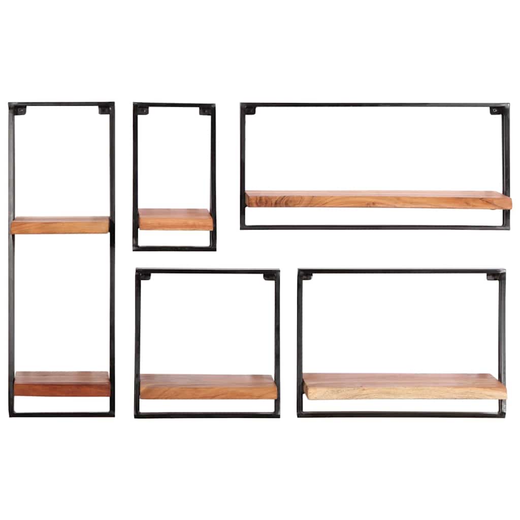 Wall Shelves 5 pcs Solid Wood Acacia